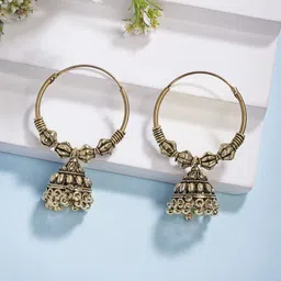 Anouk Set Of 2 German Gold-Plated Oxidised Dome Shaped Jhumkas-picture-21