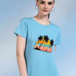 Moda Rapido Women Printed Bio Finish Applique T-shirt-image-45