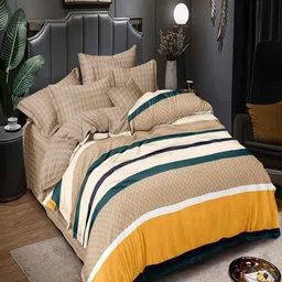 Myntra Elegant Homes Brown & White Striped Single Fine Bedding Set-picture-29
