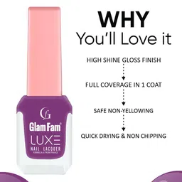 GlamFam Luxe Set Of 2 Glossy Finish Nail Lacquer - 12 ml Each - Dusky Wine 43 image 5