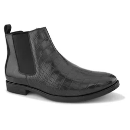 House of Pataudi Textured Round Toe Block Chelsea Boots image 5