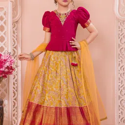 Lagorii Girls Embellished Beads and Stones Ready to Wear Lehenga & Blouse With Dupatta image 4