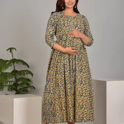 Tulsiram Floral Printed Pure Cotton Maternity Ethnic Dress image 2