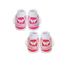 Neska Moda 6 To 12 Months Pack of 2 Pair Cotton Frill Baby Booties (Pink, Red)-picture-21