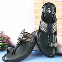 House of Pataudi Men Comfortable Footbed Kolhapuri Toe Ring Sandals-picture-27