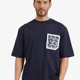 RARE RABBIT Men Solid Round Neck Cotton Oversized T-shirt-picture-10