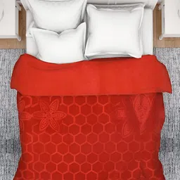 tundwal's Red Geometric Mink Heavy Winter Single Bed Blanket image 2