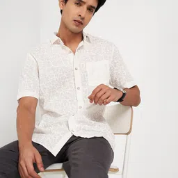 Peregrine by Pantaloons Men Spread Collar Floral Printed Cotton Casual Shirt-image-64