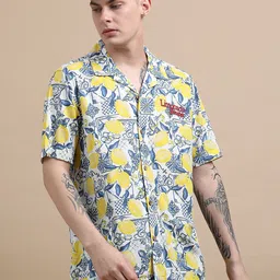 StitchX Men Relaxed Fit Floral Printed Cuban Collar Casual Shirt image 4
