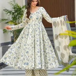 GLOSIA DESIGN Women Floral Printed Kurta with Palazzos & Dupatta image 3