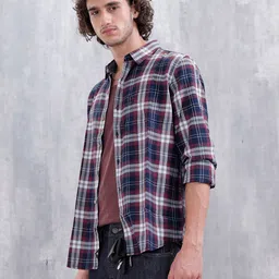WROGN Men Tartan Checked Casual Shirt-image-49