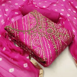 HERE&NOW Floral Embroidered Cotton Jacquard Gotta Patti Unstitched Dress Material-picture-36