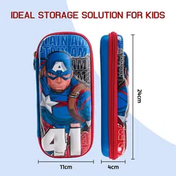 Kuber Industries Pack Of 2 Teal Green & Blue Printed Waterproof 3D Pencil Boxes For Kids image 3