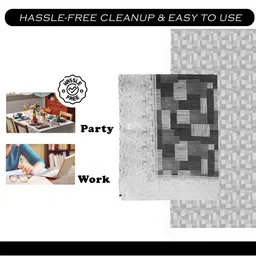 Aura Grey Geometric Printed Waterproof 6-Seater Rectangle 1.52 m x 2.3 m PVC Table Cover image 3