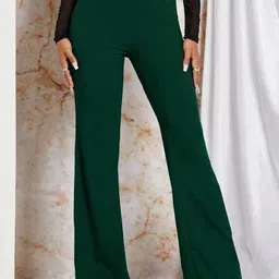 Stylecast X Slyck Women Solid Pattern Belted Flared Trouser-image-52