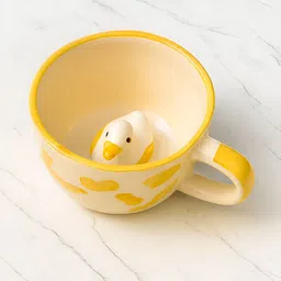 CHAAK DESIGN Yellow & Cream-Coloured 2 Pieces Printed Ceramic Glossy Mug 300ml image 2