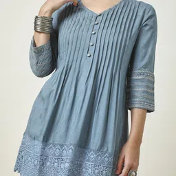 Soch Embroidered Indigo Tunic image 2