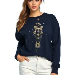 SALUJA FABRICS Women Round Neck Graphic Printed Cotton Sweatshirt-image-43