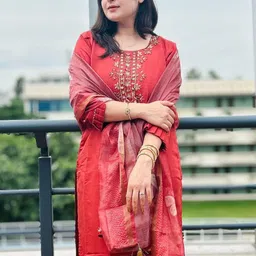 VredeVogel Floral Yoke Design Thread Work Straight Kurta With Trouser And Dupatta image 2