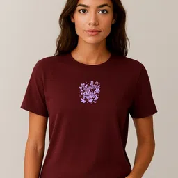 Anikmart Women Typography Printed Round Neck Cotton T-shirt-image-79