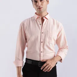 TURMS Men Stain And Water Repellent Anti Odor Button Down Collar Kansas Linen Solid Shirt image 4