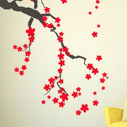 LANSTICK Black & Red Tree Branches Self-Adhesive Wall Sticker image 3