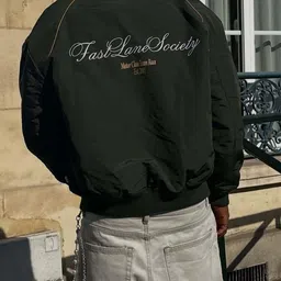 Bershka Men Checked Longline Bomber with Patchwork Jacket image 5