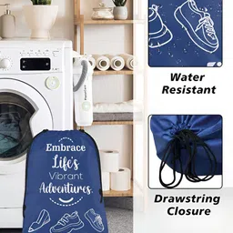 Aura Blue 10 Pieces Printed Foldable Water Resistant Multi-Utility Laundry Bags image 2