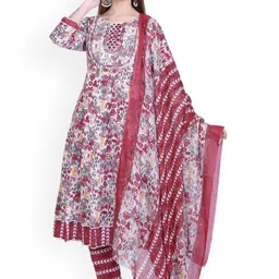 wool 4u Woollen 4U Women Floral Printed Kurta with Trousers & Dupatta-picture-10