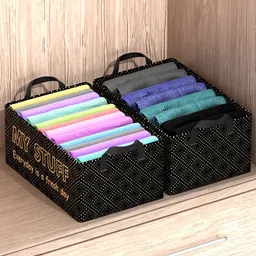 Kuber Industries Black 2 Pieces Printed Foldable Drawer Organisers image 1