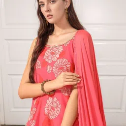 HERE&NOW Women Floral Printed Kurta with Palazzos & Dupatta image 5