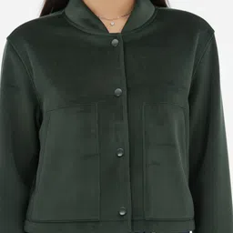 glitchez Stand Collar Corduroy Relaxed Fit Crop Tailored Jacket image 2