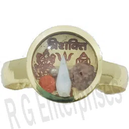 R G MART Unisex Gold-Plated Ashtadhatu Shivling Rudraksha With Para Finger Ring image 1