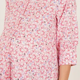 angloindu Floral Print Crepe Shirt Style Longline Top image 5