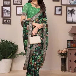 KALINI Floral Poly Georgette Half and Half Saree-image-74