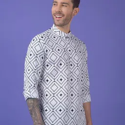 Crimsoune Club Men Geometric Printed Straight Kurta image 3