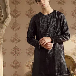 House of Pataudi Embellished Sequinned Jashn Straight Kurta-image-57