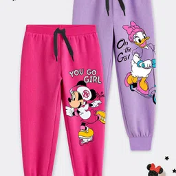 Disney By Miss and Chief Girls Pack Of 2 Printed Cotton Mid-Rise Joggers-picture-20