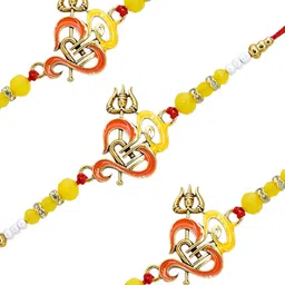 MEIRA JEWELLERY Set Of 3 Artificial Stones Studded & Beaded Thread Rakhis image 4