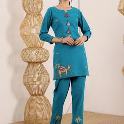 Lative Colours of Fashion Embroidered Tunic & Trouser Co-Ord Set image 2