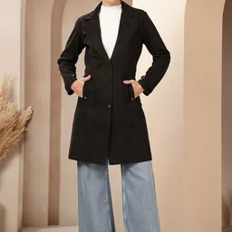 Nayam By Lakshita Women Notched Lapel Single Breasted Overcoat-image-30