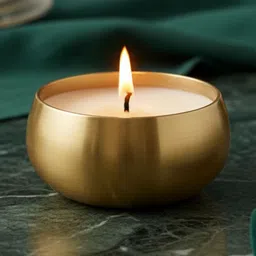 Garden Deco Elegant Wax Scented Candle in Gold Metal Jar image 2