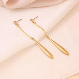 Yellow Chimes Gold Plated Stones Studded Long Chain Drop Earrings image 2