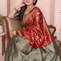 Vastravatika Floral Zari Art Silk Kanjeevaram Saree image 5