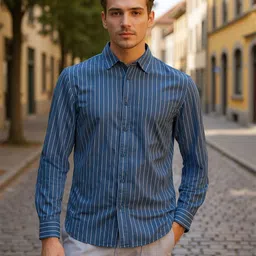 Celio Men Classic Regular Fit Vertical Striped Spread Collar Cotton Casual Shirt-picture-16