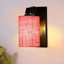 Devansh Brown & Pink Wood Traditional Cylinder Shaped Wall Lamp image 5
