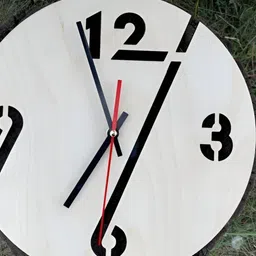 QEZNEF Beige Solid Geometric Traditional Wall Clock-image-5