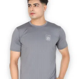 UG SPORTS Brand Logo Printed Round Neck Dri- Fit Sports T-shirt-image-4