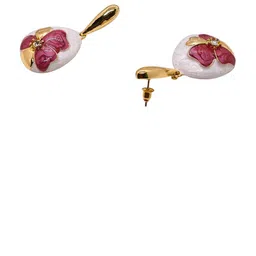 AVANT-GARDE PARIS Gold Plated Artificial Stones Studded Teardrop Enamelled Drop Earrings image 4