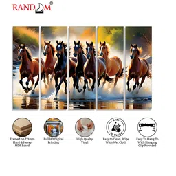 RANDOM Vinyl Brown & Yellow 5 Piece Printed Canvas Wall Paintings image 5